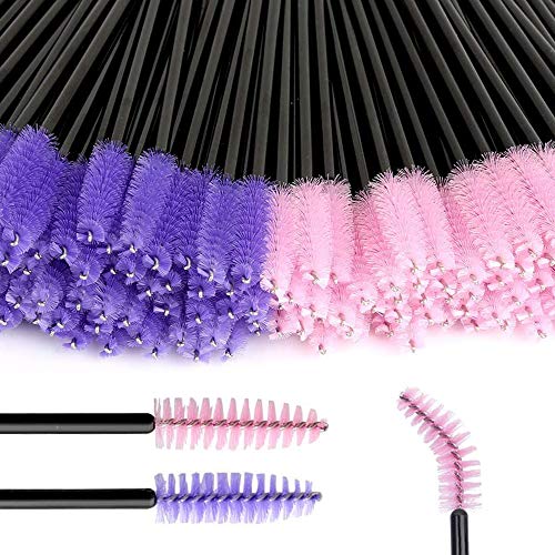 200 Stück Wimpernbürsten Einweg Wimpern Mascara Pinsel, Wimpernbürstchen Biegbare Mascara Brushes Kosmetischer Wimpernapplikator, Wimpernbürste Wimpernbürste für Wimpernverlägerung(Pink + Lila) von KANOSON