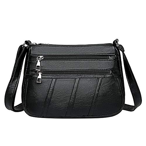 Mode Frauen Umhängetasche PU Leder Einfache Solide Messenger Crossbody Taschen Mutter Weibliche Multi-pocket Geldbörse Handtasche, Schwarz von KANUBI
