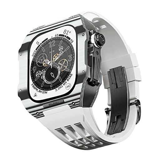 KANUZ Kohlefaser-Gehäuse für Apple Watch Band 44/45 mm, Gummiband-Modifikationsset, kompatibel mit iWatch 8, 7, 6, 5, 4, SE-Serie, Upgrade-Modifikation (Farbe: 20, Größe: 45 mm) von KANUZ