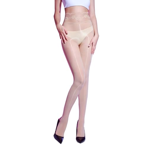 KANYULOVE Glänzende Strumpfhose Damen Ölige Glanz Nahtlose Strumpfhose Sexy 8 Den Transparent Spitze Feinstrumpfhose Ohne Naht von KANYULOVE