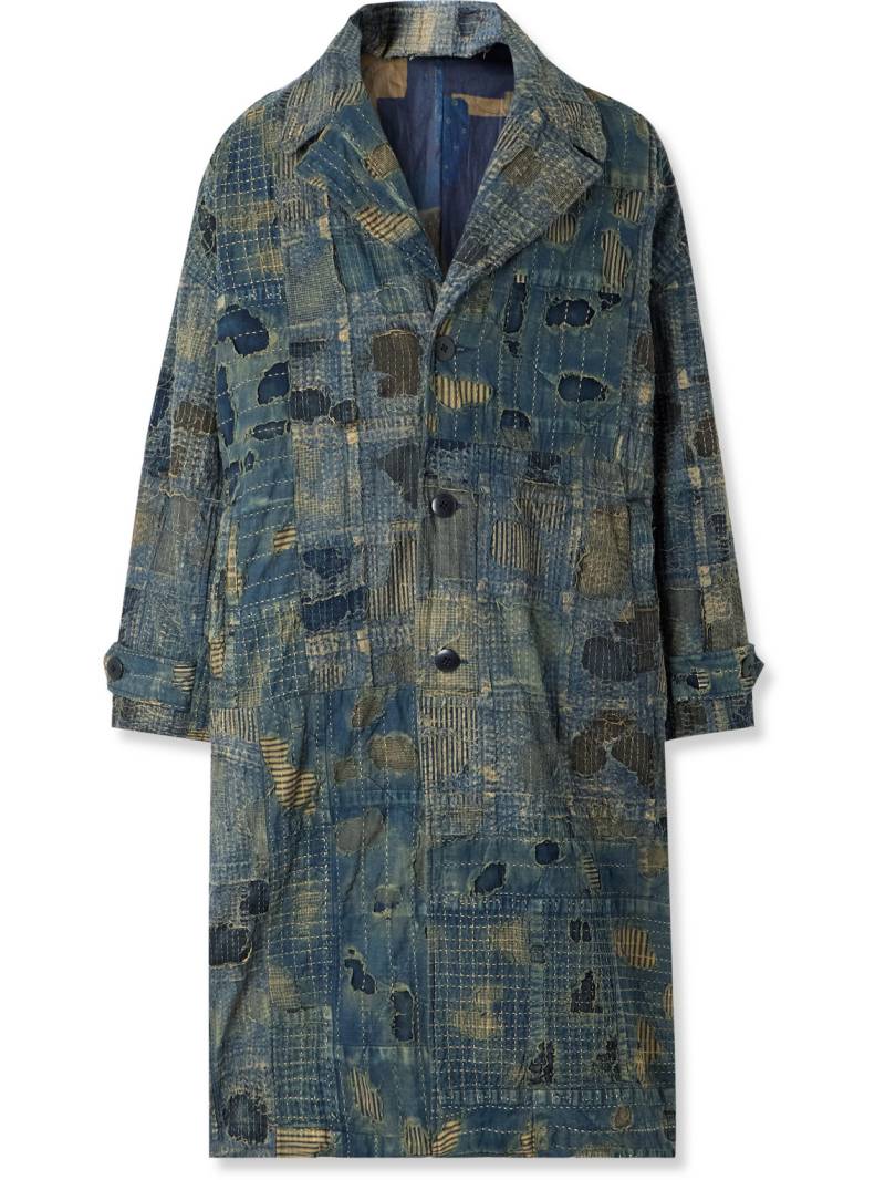 KAPITAL - Boro Cavalier Distressed Cotton and Linen-Blend Jacket - Men - Blue - 3 von KAPITAL