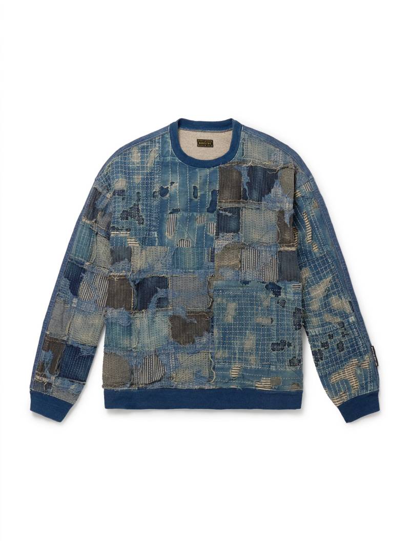 KAPITAL - Boro Distressed Patchwork Cotton and Linen-Blend Sweatshirt - Men - Blue - 3 von KAPITAL