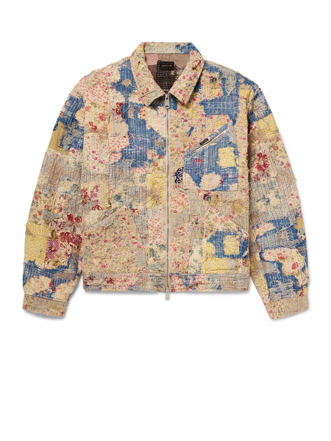 KAPITAL - Boro Distressed Patchwork Cotton and Linen-Blend Zip-Up Jacket - Men - Neutrals - 2 von KAPITAL
