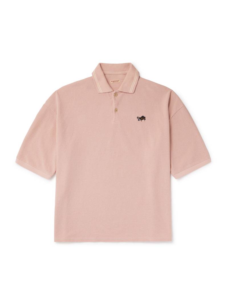 KAPITAL - Box Striped Embroidered Cotton-Piqué Polo Shirt - Men - Pink - 3 von KAPITAL