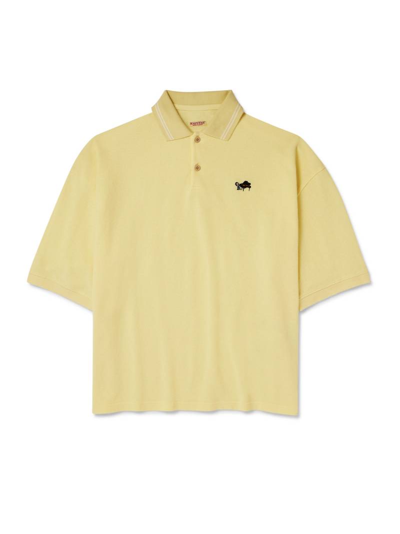 KAPITAL - Box Striped Embroidered Cotton-Piqué Polo Shirt - Men - Yellow - 3 von KAPITAL