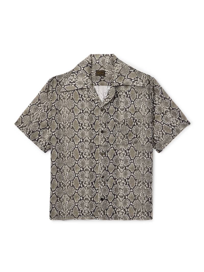 KAPITAL - Camp-Collar Snake-Print Woven Shirt - Men - Gray - 5 von KAPITAL