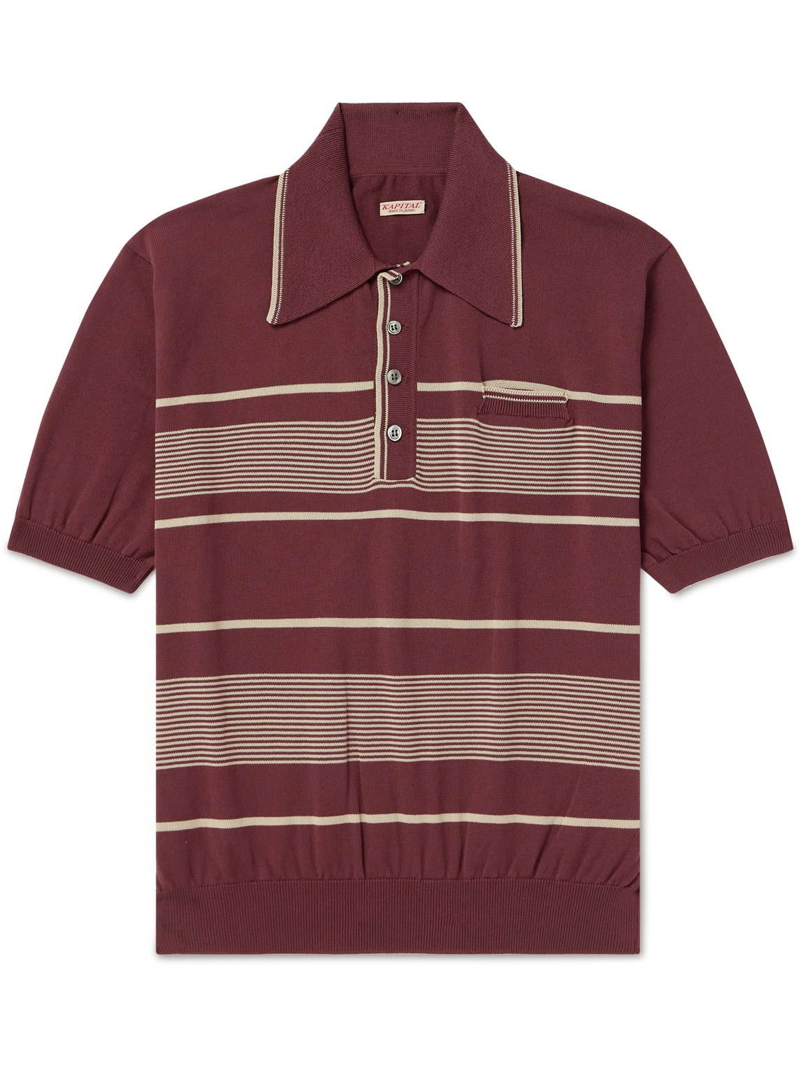 KAPITAL - Carol Striped Cotton-Blend Polo Shirt - Men - Burgundy - 3 KAPITAL - Carol Striped Cotton-Blend Polo Shirt - Men - Burgundy - 3 von KAPITAL