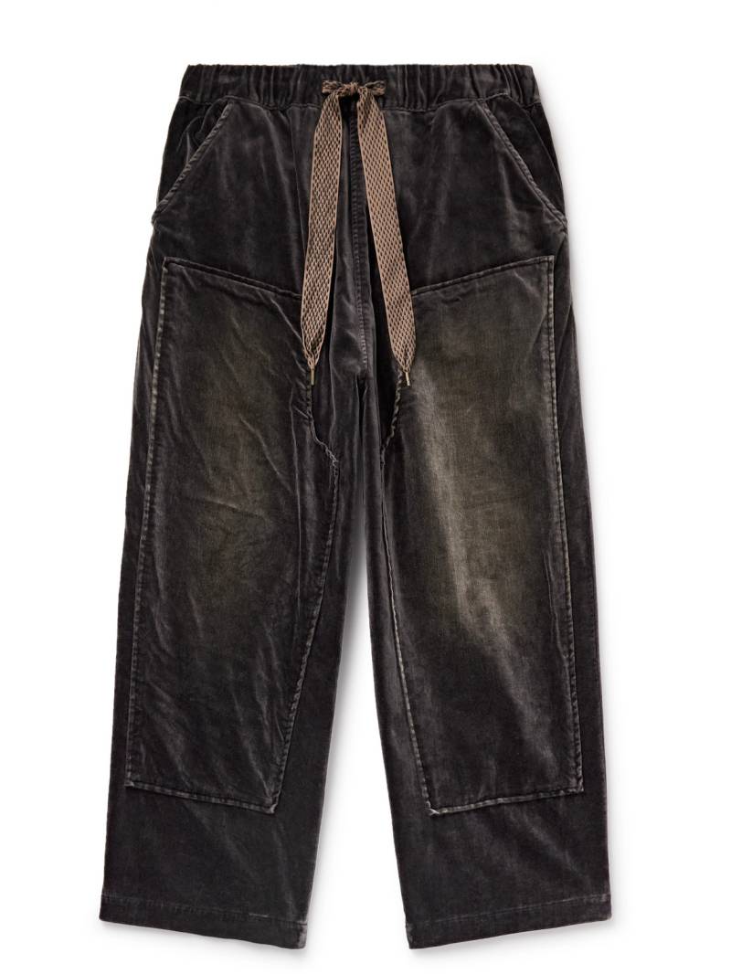 KAPITAL - Casa Wide-Leg Cotton-Velvet Drawstring Trousers - Men - Brown - 3 von KAPITAL