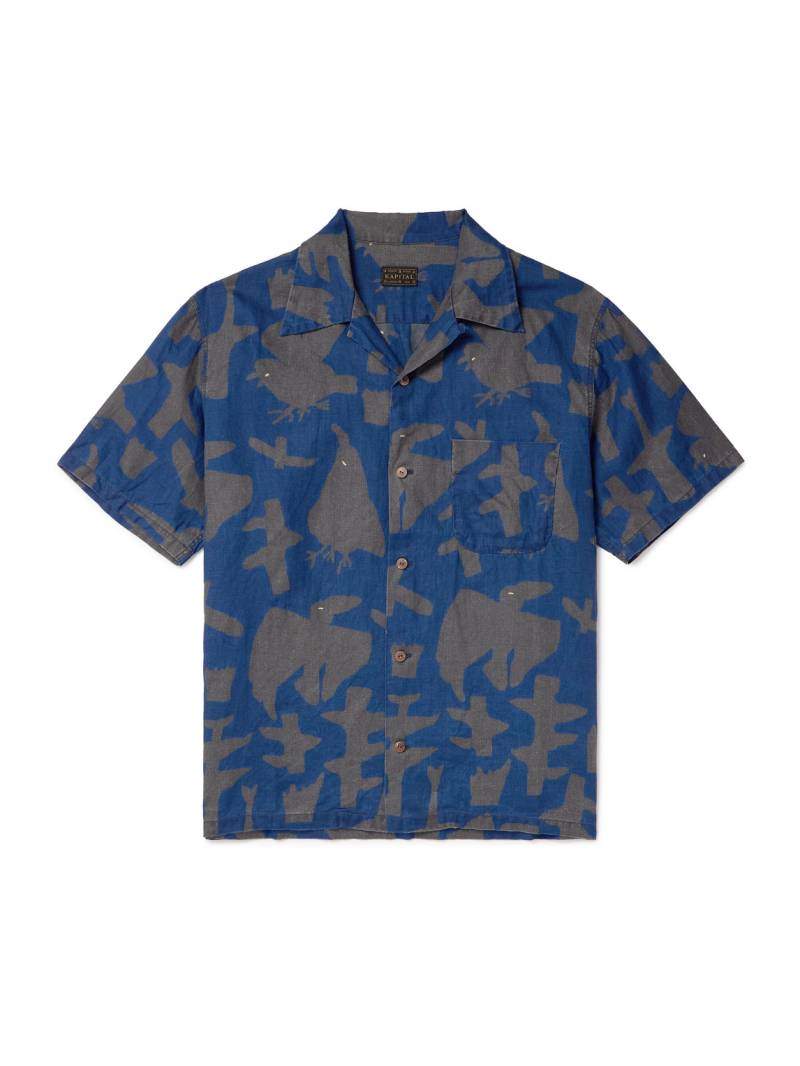 KAPITAL - Convertible-Collar Printed Linen Shirt - Men - Blue - 5 von KAPITAL