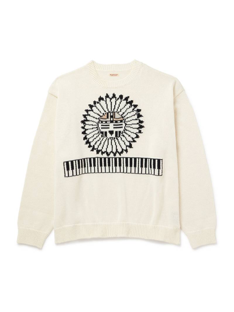 KAPITAL - Cotton-Blend Jacquard Sweater - Men - Neutrals - 1 von KAPITAL