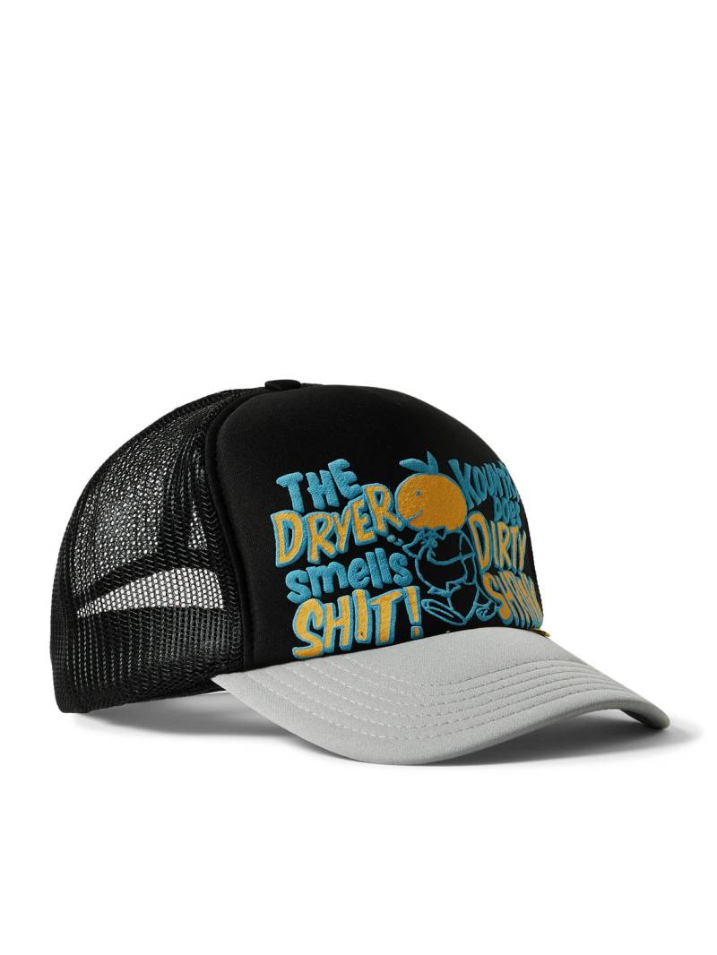 KAPITAL - Dirty Shrink Printed Colour-Block Scuba and Mesh Trucker Cap - Men - Black von KAPITAL