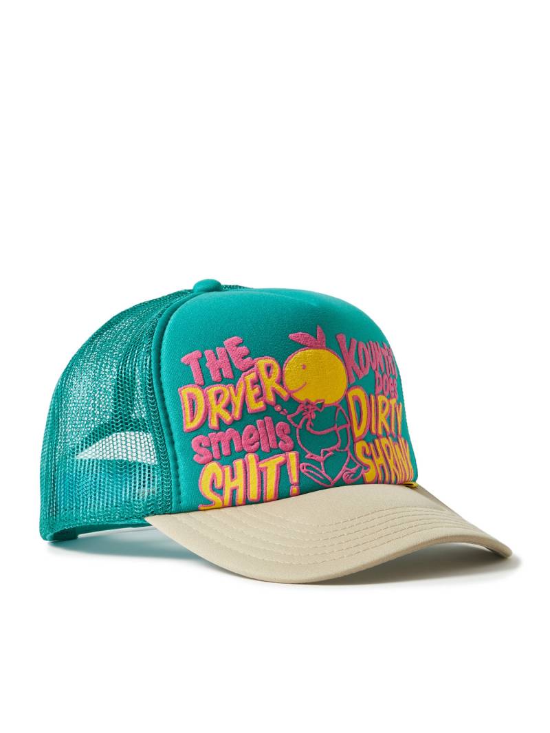 KAPITAL - Dirty Shrink Printed Colour-Block Scuba and Mesh Trucker Cap - Men - Blue von KAPITAL