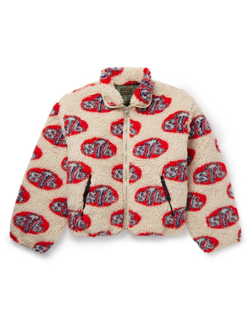KAPITAL - Drizzler Cropped Printed Fleece Jacket - Men - Neutrals - 4 von KAPITAL