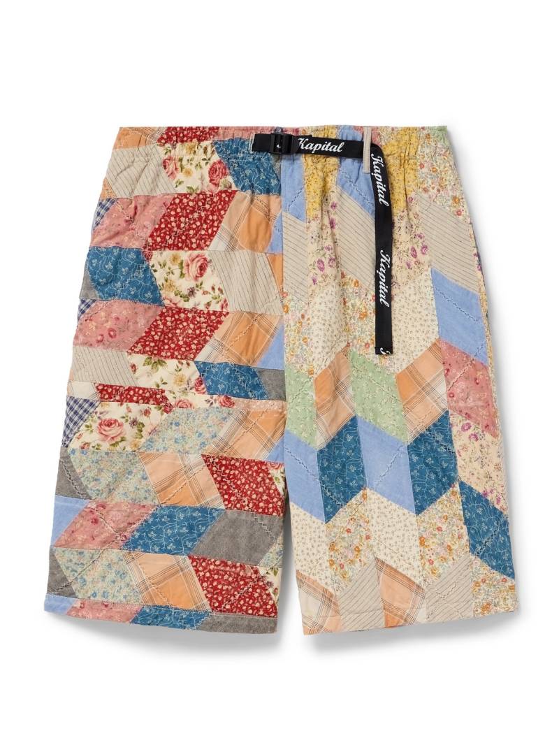 KAPITAL - Easy Straight-Leg Quilted Patchwork Cotton and Linen-Blend Shorts - Men - Neutrals - 2 von KAPITAL
