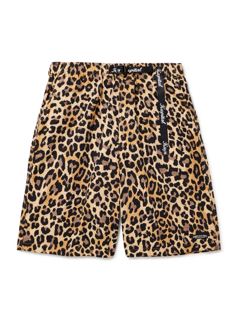 KAPITAL - Easy Wide-Leg Belted Leopard-Print Cotton-Twill Shorts - Men - Brown - 1 von KAPITAL