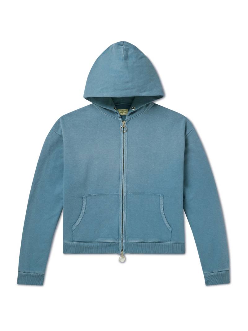 KAPITAL - Garment-Dyed Cotton-Jersey Hoodie - Men - Blue - 2 von KAPITAL