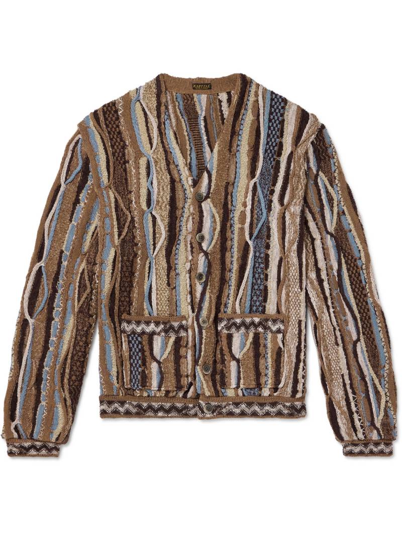 KAPITAL - Gaudy Intarsia Bouclé Cardigan - Men - Brown - 3 von KAPITAL