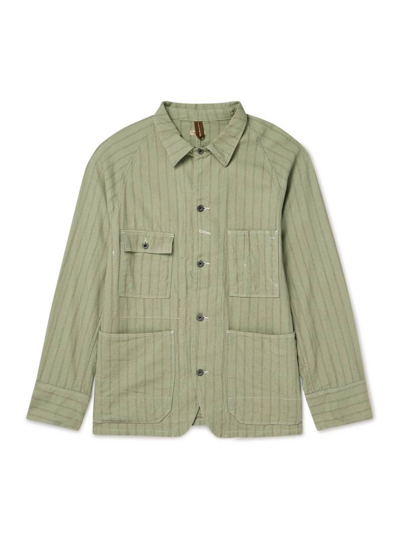 KAPITAL - Gibson Striped Linen and Cotton-Blend Overshirt - Men - Green - 5 von KAPITAL