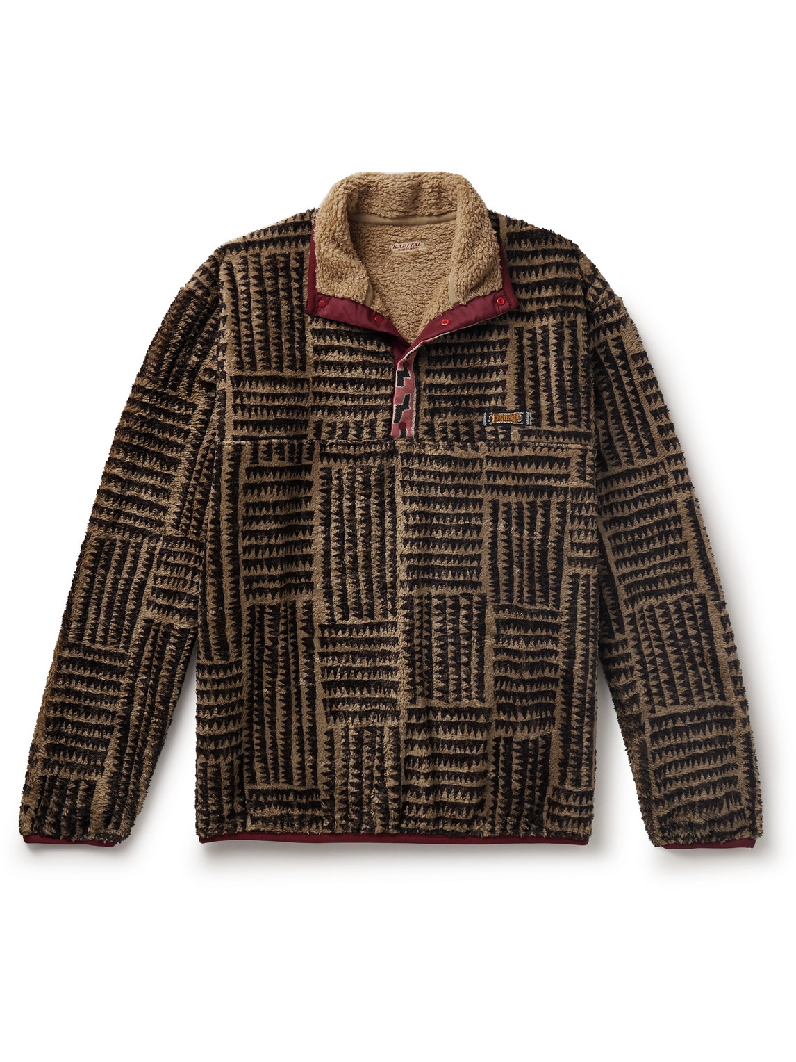 KAPITAL - Hacksaw Printed Fleece Half-Placket Sweatshirt - Men - Brown - 2 von KAPITAL