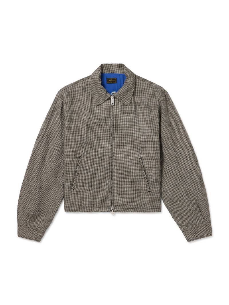 KAPITAL - Houndstooth Linen Blouson Jacket - Men - Brown - 2 von KAPITAL