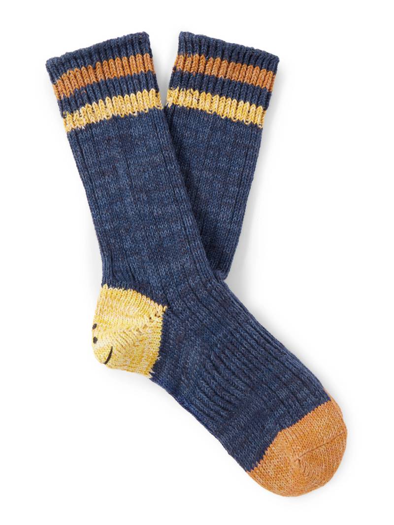 KAPITAL - Intarsia Cotton and Hemp-Blend Socks - Men - Blue von KAPITAL