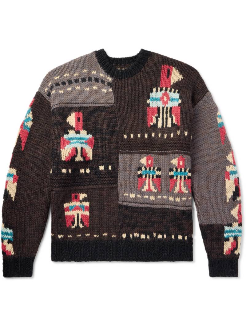 KAPITAL - Jacquard-Knit Wool Sweater - Men - Brown - 3 von KAPITAL