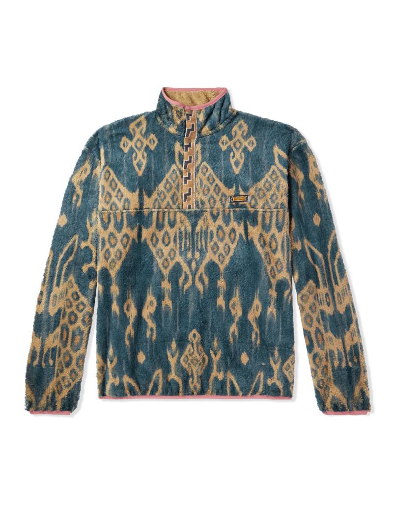 KAPITAL - Java Kasuri Jacquard-Trimmed Printed Fleece Sweatshirt - Men - Blue - 1 von KAPITAL