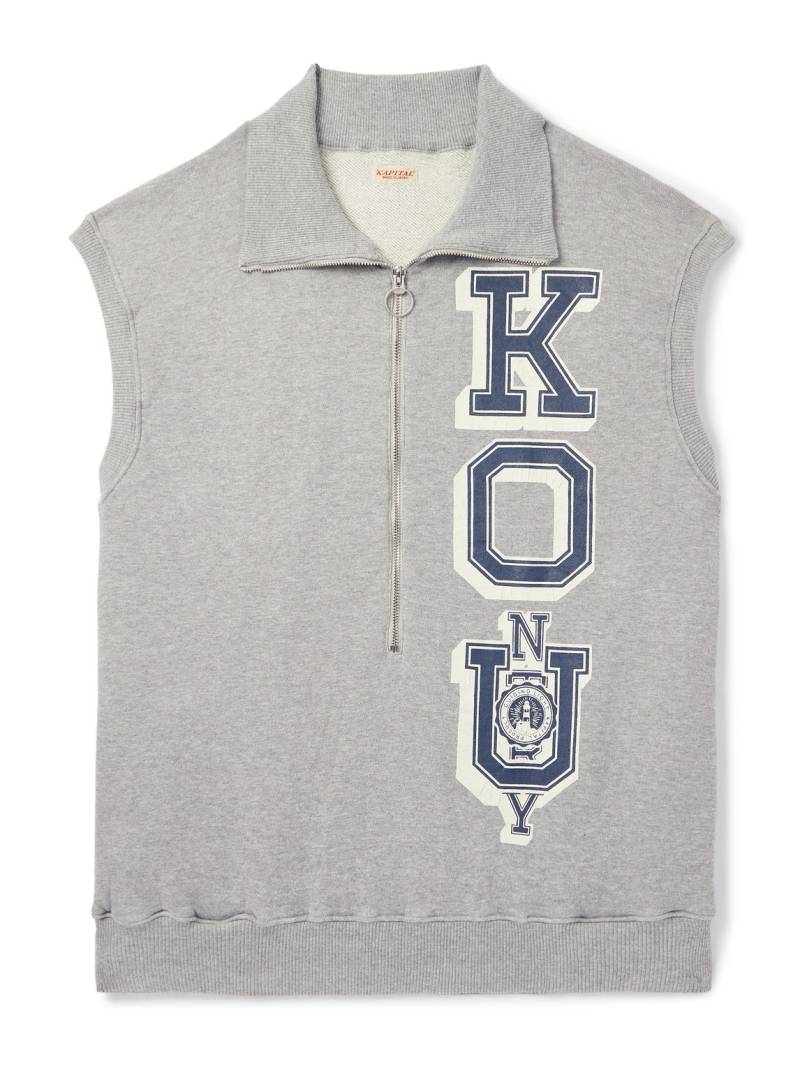 KAPITAL - KO.U Printed Cotton-Jersey Half-Zip Gilet - Men - Gray - 3 von KAPITAL