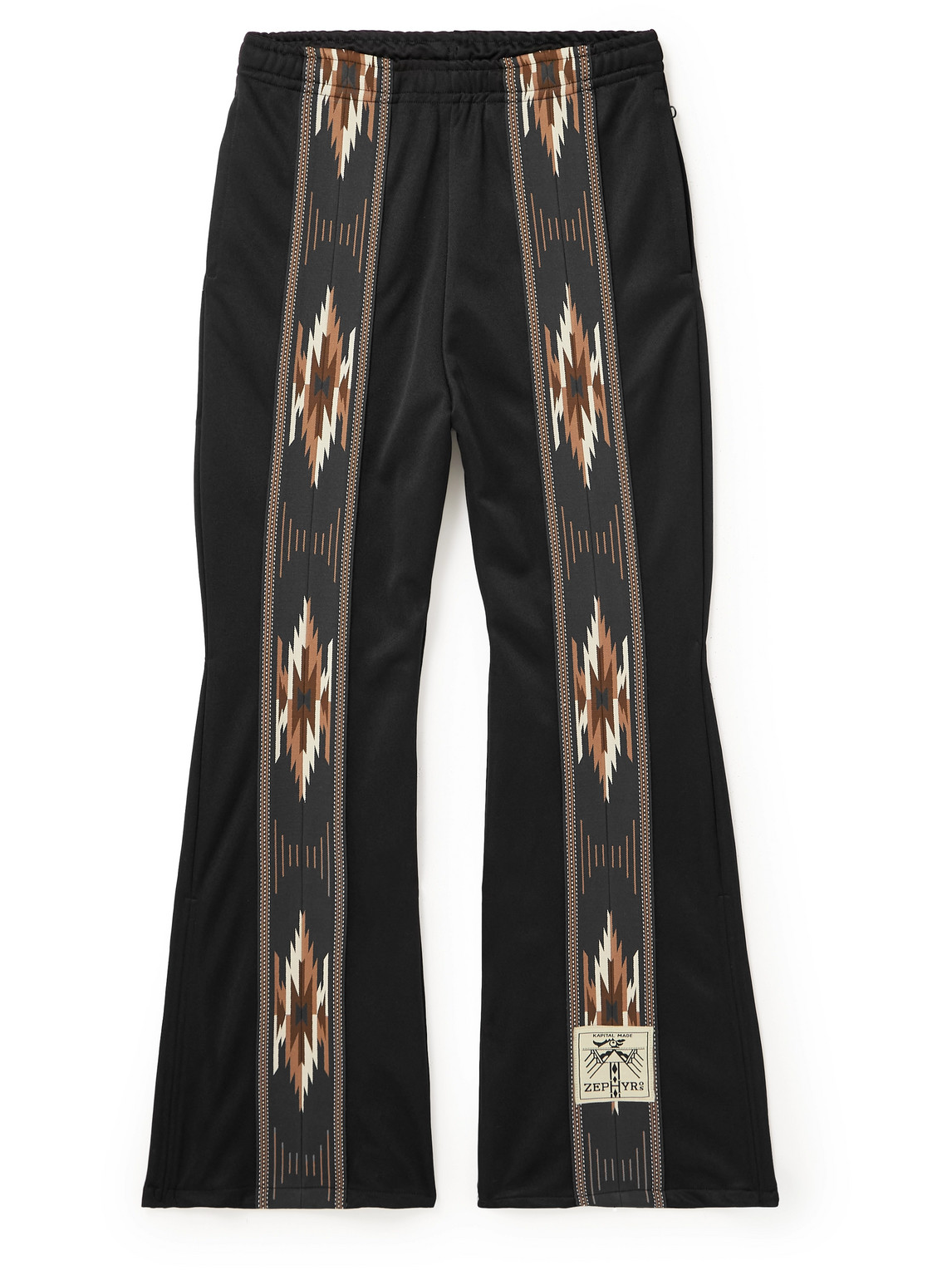 KAPITAL - Kochi & Zephyr Straight-Leg Webbing-Trimmed Jersey Sweatpants - Men - Black - 3 von KAPITAL