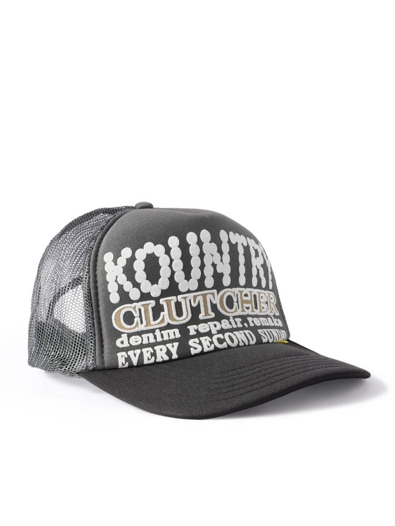 KAPITAL - Kountry Pearl Clutcher Printed Canvas and Mesh Trucker Cap - Men - Gray von KAPITAL