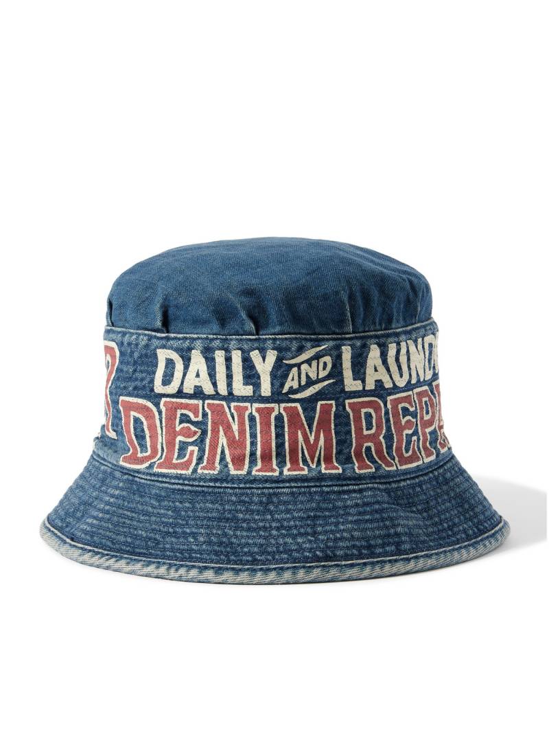 KAPITAL - Laundry Printed Denim Bucket Hat - Men - Blue von KAPITAL