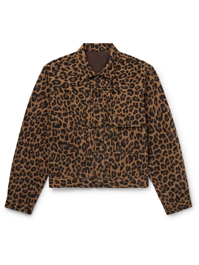 KAPITAL - Leopard-Print Brushed Cotton-Blend Twill Jacket - Men - Yellow - 3 von KAPITAL