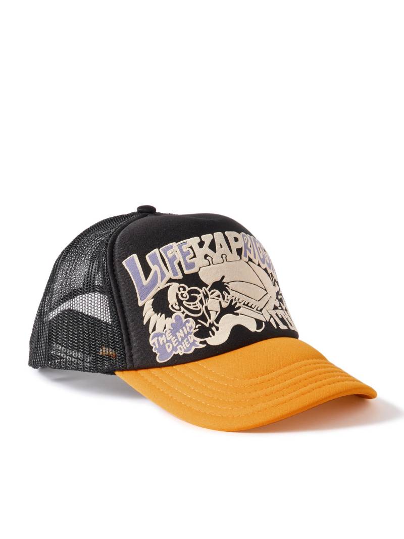 KAPITAL - Life Kapriccio Mesh-Trimmed Printed Scuba Trucker Cap - Men - Black von KAPITAL