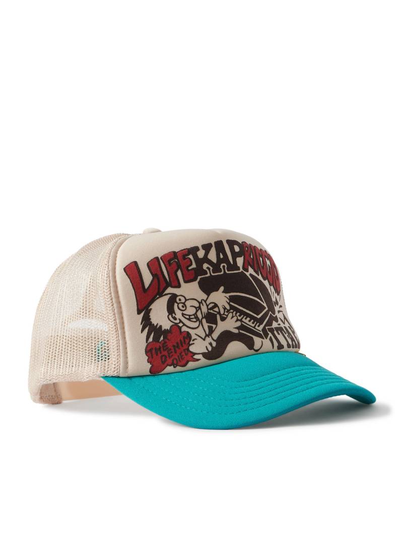 KAPITAL - Life Kapriccio Mesh-Trimmed Printed Scuba Trucker Cap - Men - Blue von KAPITAL