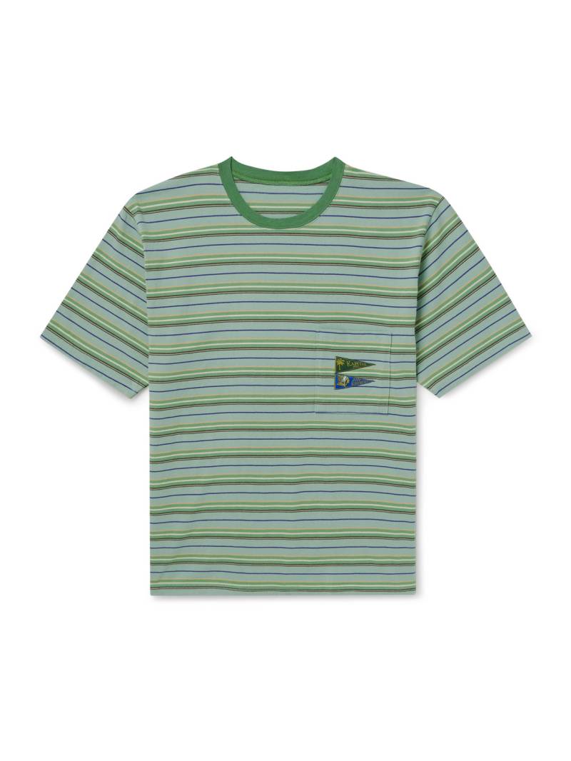 KAPITAL - Logo-Appliquéd Striped Cotton-Jersey T-Shirt - Men - Green - L von KAPITAL