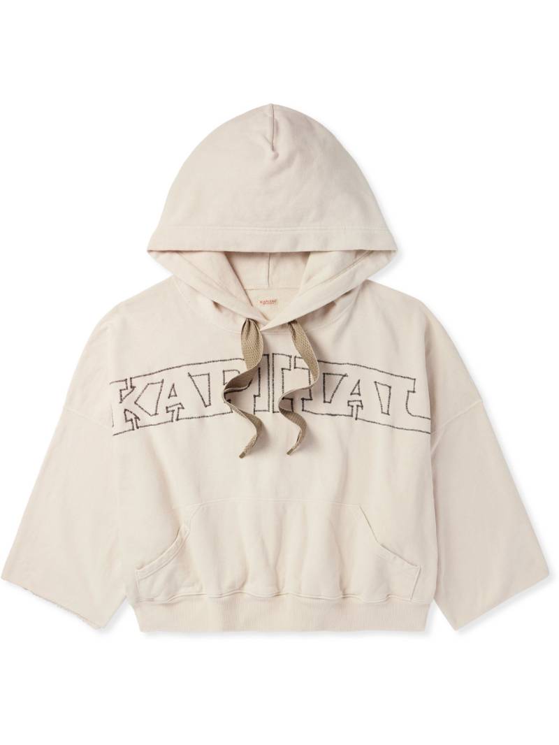 KAPITAL - Logo-Embroidered Cotton-Jersey Hoodie - Men - Neutrals von KAPITAL
