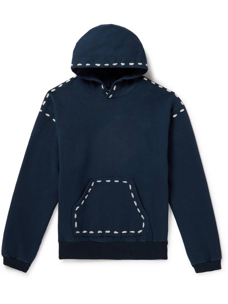 KAPITAL - Marionette Printed Cotton-Jersey Hoodie - Men - Blue - 1 von KAPITAL