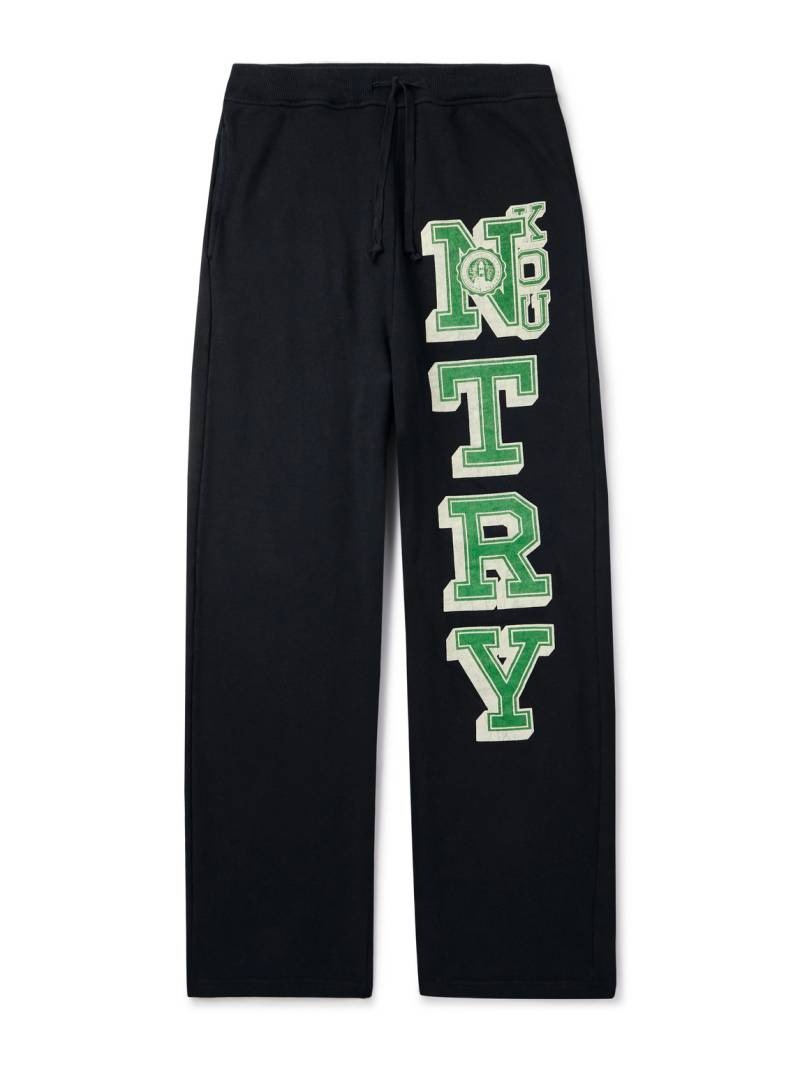 KAPITAL - N.TRY Straight-Leg Printed Cotton-Jersey Sweatpants - Men - Black - 3 von KAPITAL