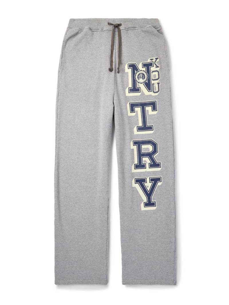 KAPITAL - N.TRY Straight-Leg Printed Cotton-Jersey Sweatpants - Men - Gray - 1 von KAPITAL