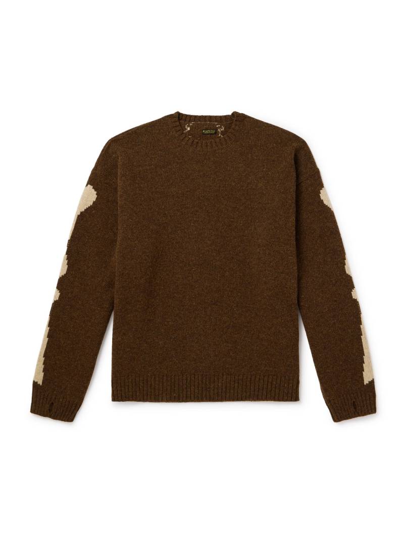 KAPITAL - Oversized Intarsia Wool Sweater - Men - Brown - 3 von KAPITAL
