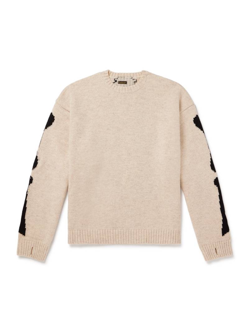 KAPITAL - Oversized Intarsia Wool Sweater - Men - Neutrals - 3 von KAPITAL