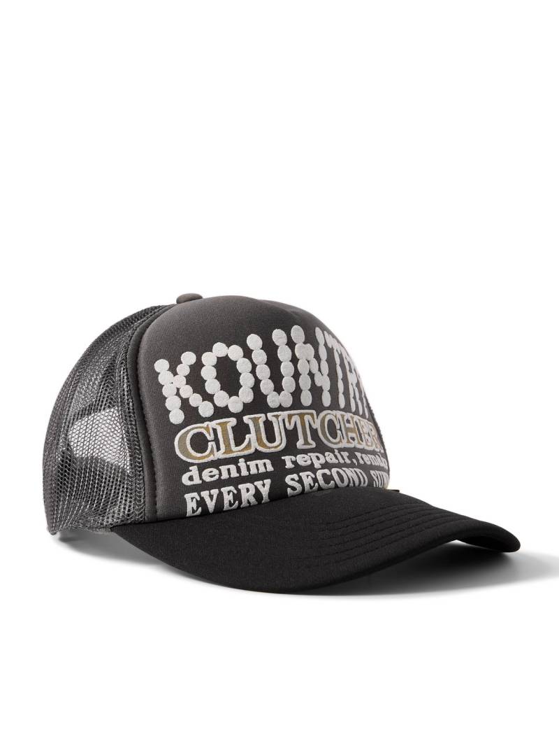 KAPITAL - Pearl Clutcher Printed Canvas and Mesh Trucker Cap - Men - Gray von KAPITAL