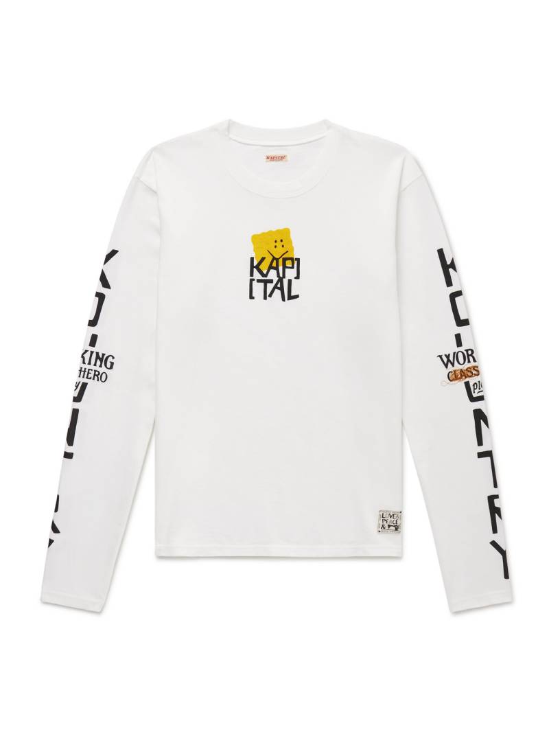 KAPITAL - Peckish Embroidered Printed Cotton-Jersey T-Shirt - Men - White - 1 von KAPITAL