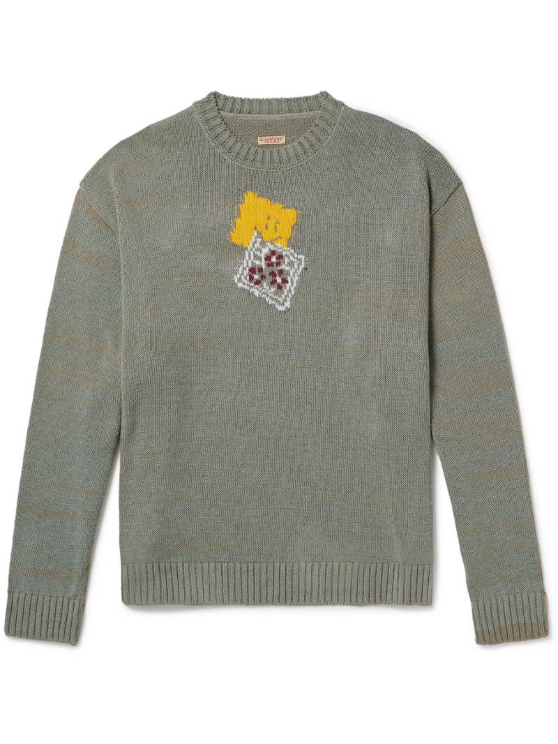 KAPITAL - Peckish Rainbowy Intarsia Cotton-Blend Sweater - Men - Gray - 1 von KAPITAL
