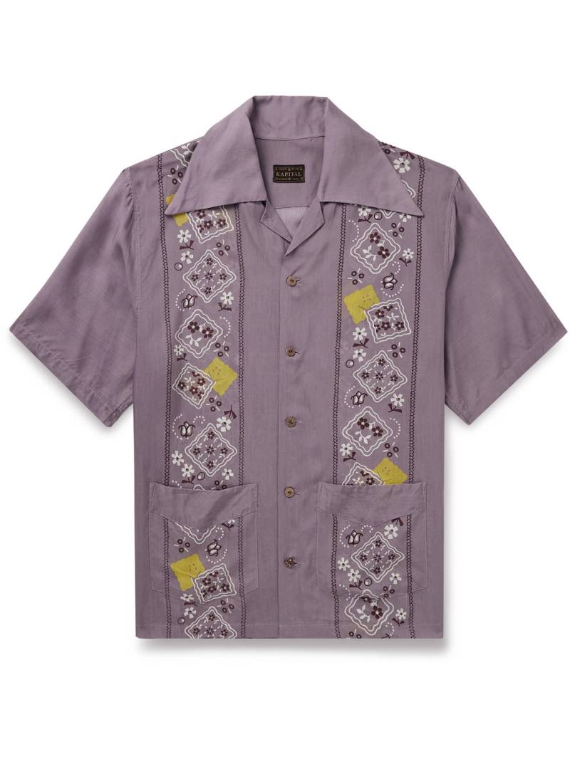 KAPITAL - Peckish Rainbowy Wrangle Camp-Collar Printed Voile Shirt - Men - Purple - 4 von KAPITAL