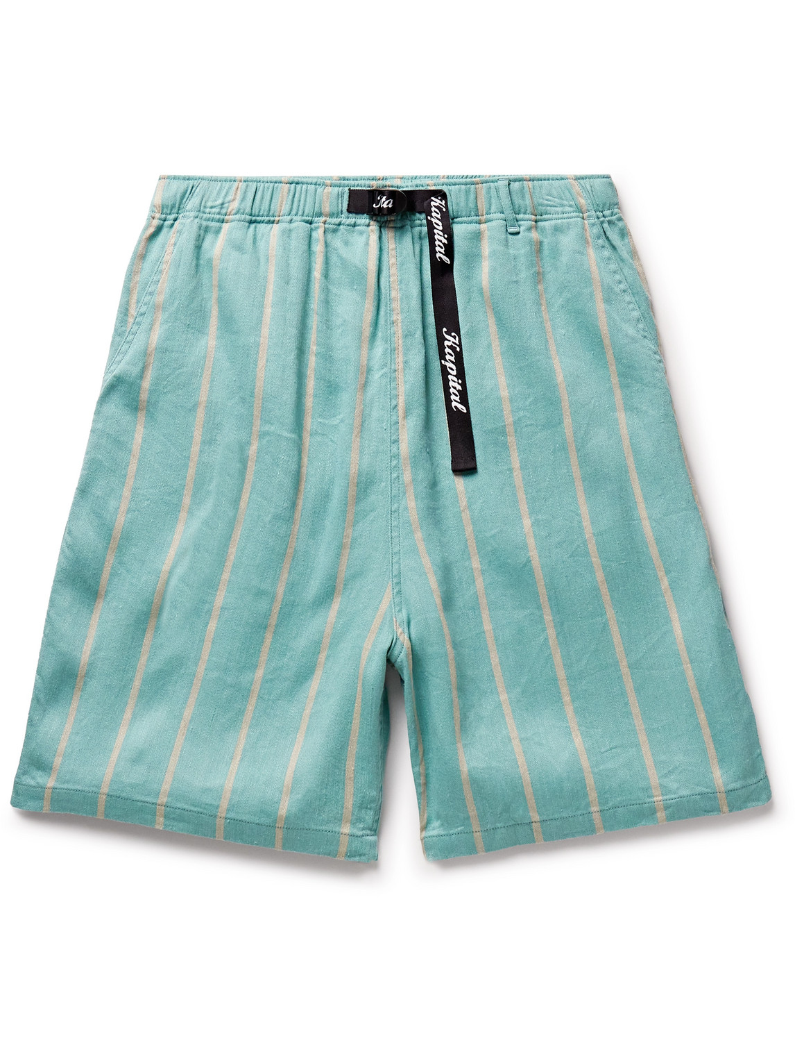 KAPITAL - Phillies Straight-Leg Striped Belted Linen and Cotton-Blend Shorts - Men - Blue - 3 von KAPITAL