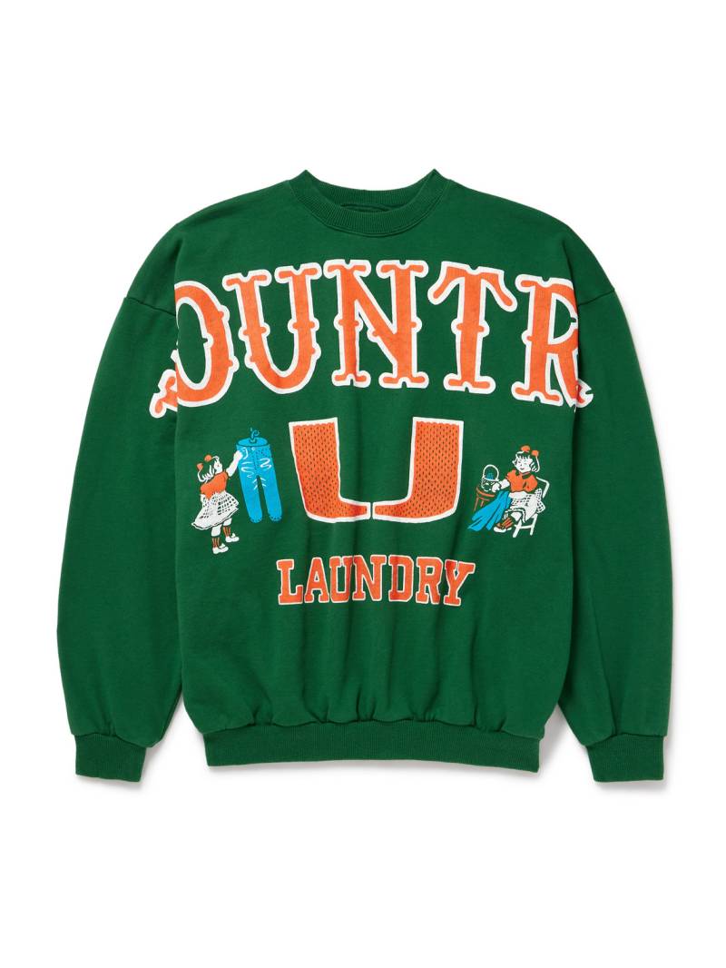 KAPITAL - Printed Cotton-Jersey Sweatshirt - Men - Green von KAPITAL