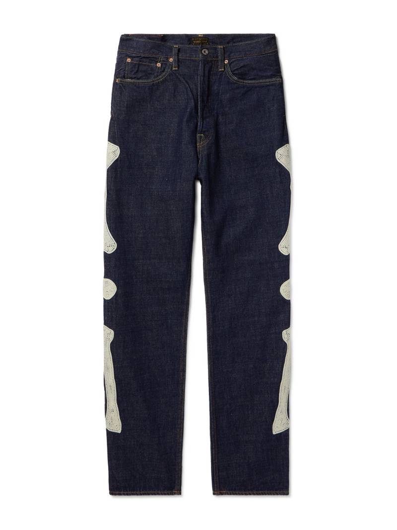 KAPITAL - Slim-Fit Crochet-Trimmed Jeans - Men - Blue - UK/US 36 von KAPITAL