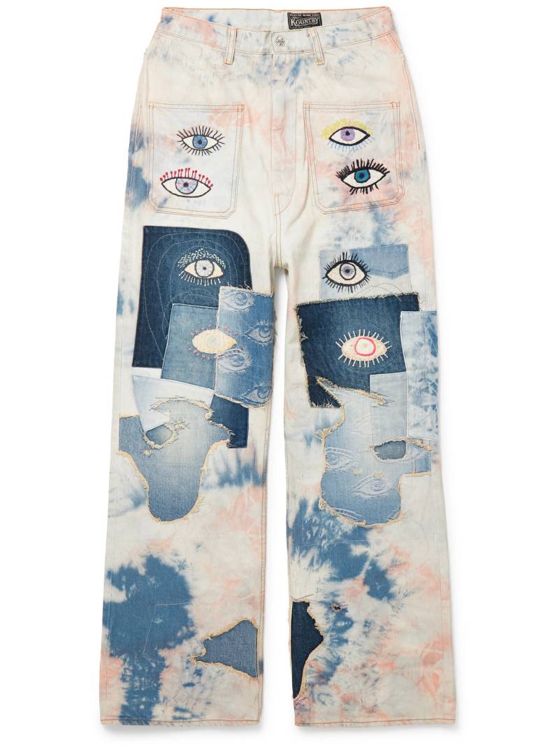 KAPITAL - Slim-Fit Patchwork Embroidered Tie-Dyed Jeans - Men - Blue - UK/US 32 von KAPITAL