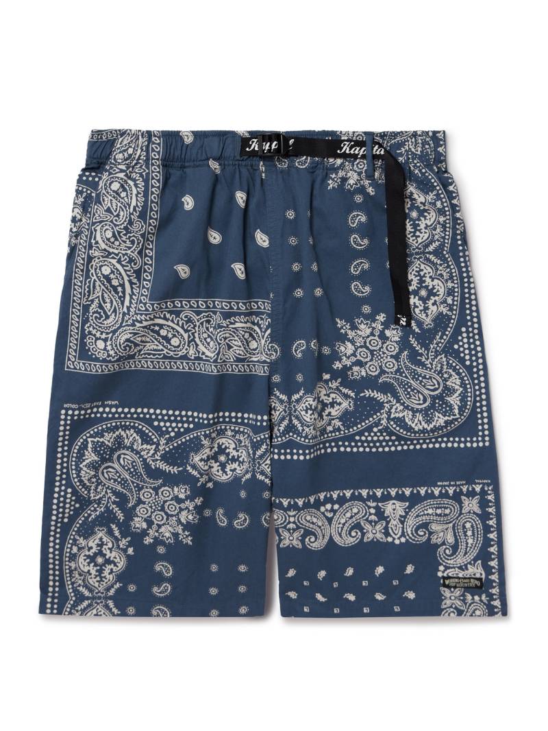 KAPITAL - Straight-Leg Belted Bandana-Print Patchwork Cotton-Twill Shorts - Men - Blue - 4 von KAPITAL